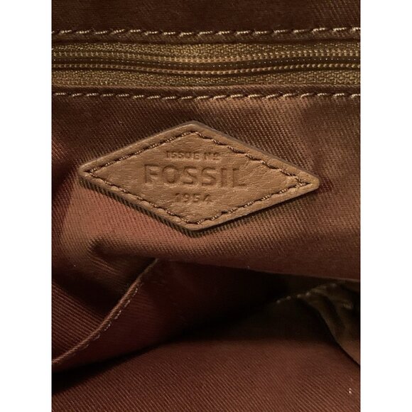 Fossil Womens Julia Brown Pebble Leather Tote Bag Shoulder Bag With Key Charm - Picture 6 of 7